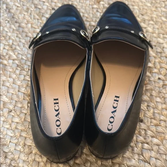Coach Isabel Black Leather Loafers with Silver Hardware - Picture 3 of 8